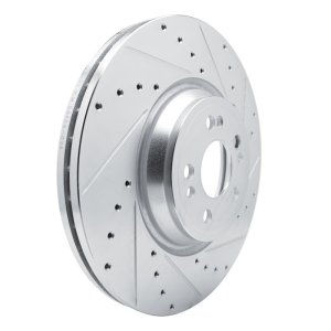 Mercedes-Benz GLE350 Brake Rotor (1) - Front Right - R1 Concepts - Drilled & Slotted - Silver - `20-`25